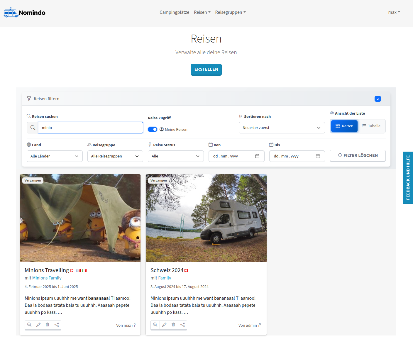 Travel List Filter